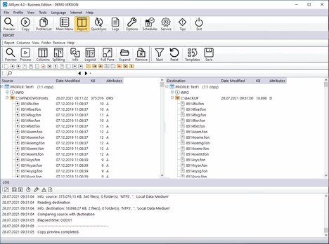 AllSync Report Window